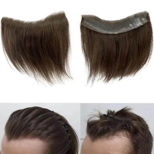 Miniatura 11 de Voloria Tupé de cabello humano 100 % de piel sintética para hombre, peluca frontal para retroceso, sistemas de reemplazo de línea capilar natural
