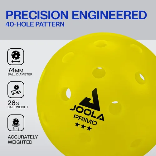 Miniatura 3 de JOOLA Primo - Pelotas de pickleball para torneos para interiores y exteriores, aprobadas por USAPA, idealmente pesadas y hechas con precisión