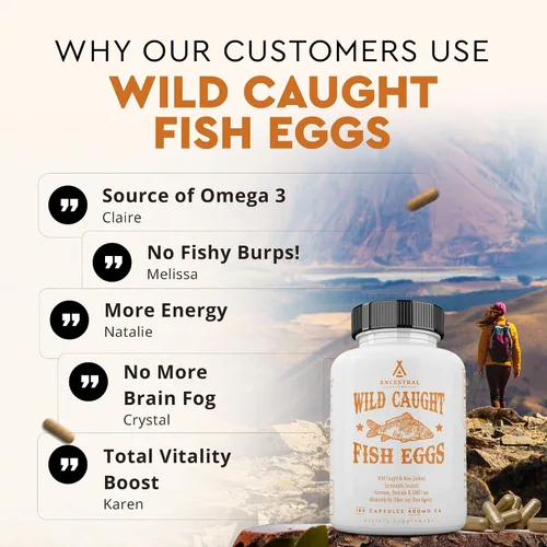 Miniatura 6 de Ancestral Supplements Huevos de Pescado Capturados en Estado Salvaje, 2400mg, Suplemento de Omega-3 que Apoya la Salud del Cerebro, Corazón