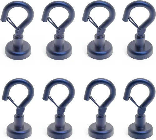 Miniatura 15 de Ant Mag Ganchos magnéticos negros resistentes con broche de presión de 22 libras, ganchos magnéticos fuertes, ideales para colgar en refrigerador