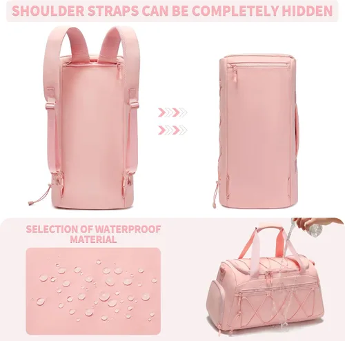 Miniatura 5 de Bolsa de gimnasio para mujer, bolsa de viaje deportiva de 40 L, mochila de gimnasio con compartimento para zapatos, bolsa de mano para fines