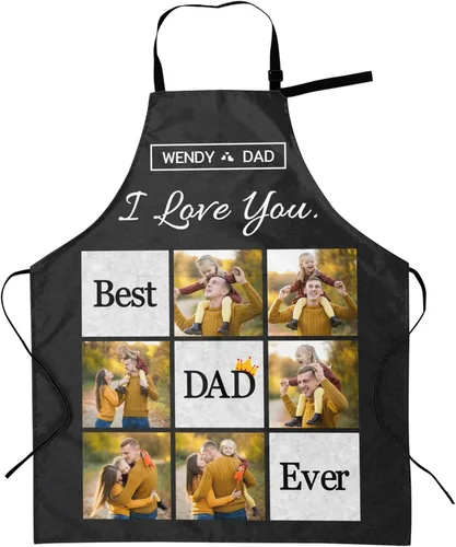 Miniatura 32 de Delantales personalizados con dos bolsillos para mujeres y hombres, delantales personalizados impresos con texto fotográfico para cocinero de cocina