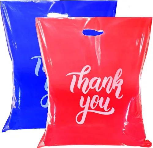 Miniatura 6 de Bolsas de agradecimiento con asas (12 x 15) – Bolsas de plástico medianas para boutique, pequeñas empresas – Bolsas de compras blancas brillantes