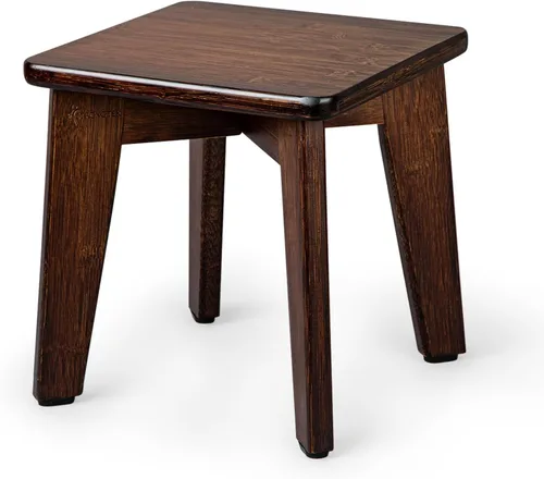 Miniatura 8 de StrongTek Taburete de bambú para niños y adultos, material natural, taburete corto resistente y versátil para baño, cocina, dormitorio, taburete