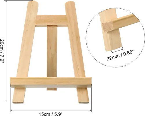 Miniatura 2 de PATIKIL Mini caballete de madera de 7.9 pulgadas, paquete de 2 soportes triangulares para mostrar fotos, tarjetas, lienzos, bodas, color madera