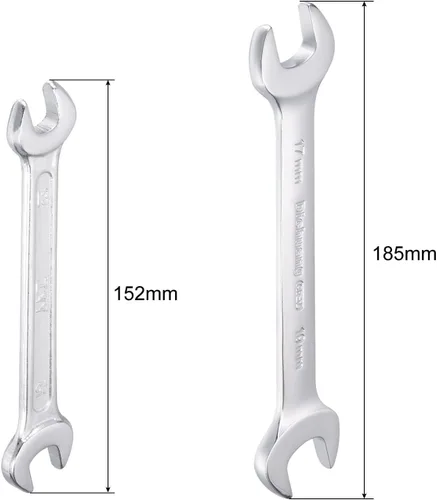 Miniatura 2 de uxcell Llave métrica de doble extremo abierto de 0.669 in x 0.748 in, 0.512 in x 0.591 in, apertura en forma de U para hacer bricolaje a mano