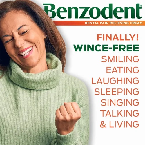 Miniatura 5 de Benzodent Crema para aliviar el dolor dental y oral de máxima fuerza para dentaduras, llagas bucales y aparatos ortopédicos, anestésico tópico