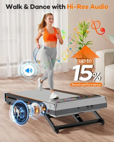 Miniatura 6 de Walking Pad with 15% 12-Level Auto Incline & Handle Bar, Trisomy Foldable Under Desk Treadmill, 450 LBS Capacity Treadmills for Home Hiking with UI