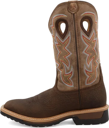 Miniatura 4 de Twisted X mens 12" Pull on Soft Toe Western Work Boot Taupe & Bomber