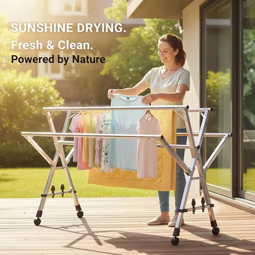 Miniatura 6 de This Heavy Duty Foldable Clothes Drying Rack, Stainless Steel Laundry Drying Rack, Collapsible Garment Rack, Indoor Clothesline, Portable Space
