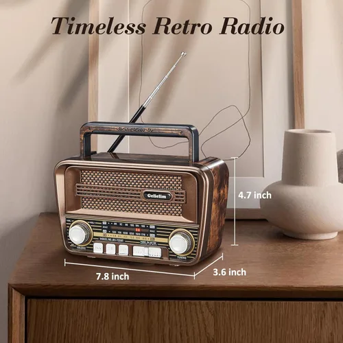 Miniatura 3 de Gelielim Radio portátil AM FM y reproductor de casete de CD Boombox Combo, radio portátil AM/FM para el hogar, sonido estéreo, grabación de cinta