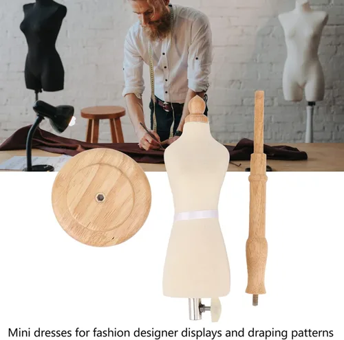Miniatura 6 de Maniquí de costura femenino, maniquí de vestido con soporte, maniquí torso con base de madera, madera de haya, vestido de costura para exhibición