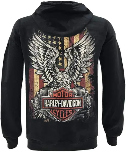 Miniatura 2 de Harley-Davidson - Sudadera con capucha de forro polar para hombre, color negro liso