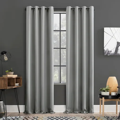 Sun Zero Soho Paquete de 2 paneles de cortinas opacas con ojales de eficiencia energética, 54 x 84 pulgadas, color plateado Gris plateado