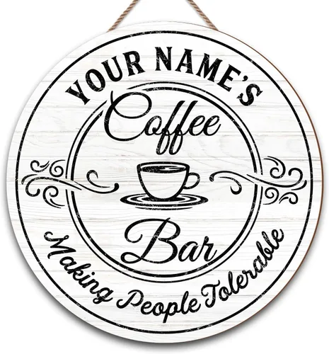 Miniatura 27 de Letrero de madera de barra de café personalizado, placa de pared para decoración de cocina, regalos personalizados para amantes del café, café 02