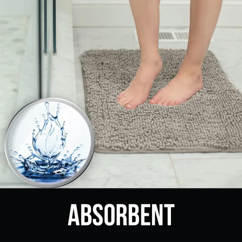 Miniatura 4 de KANGAROO Alfombras de baño, alfombra de baño de chenilla suave y absorbente, tapete de ducha lanudo, alfombra de baño de secado rápido lavable a