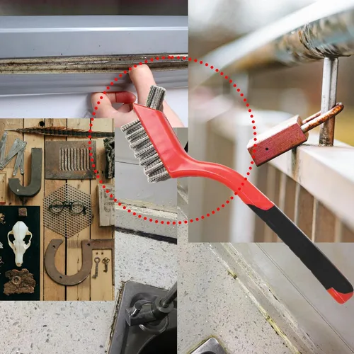 Miniatura 6 de Juego de 6 cepillos de alambre para limpieza, cerdas de acero inoxidable para arañazos, para pulido, eliminación de óxido y limpieza profunda
