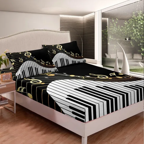 Miniatura 28 de Feelyou - Juego de sábanas con diseño de árbol de la vida, sábana bajera ajustable con ramas de temática natural, juego de ropa de cama, flores