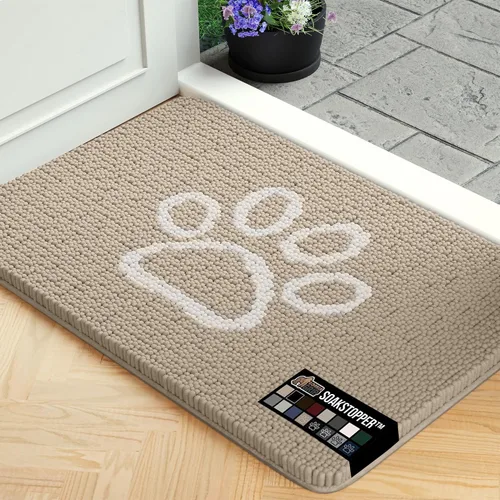 Miniatura 62 de GORILLA GRIP SOAKSTOPPER - Tapete para puerta de perro, 30 x 20 pulgadas, lavable a máquina, absorbente, captura la humedad, barro, suciedad, Negro
