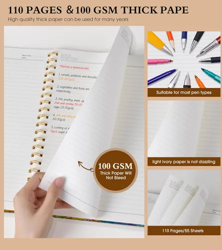 Miniatura 4 de Lined Spiral Notebook Journal 8.5” x 11”, A4 Large Notebooks for Women Men, College Ruled Journal, 100 GSM Paper, Plastic Hardcover Spiral Bound