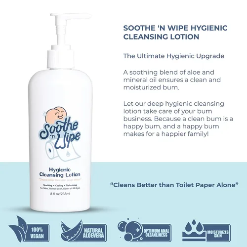 Miniatura 3 de Soothe 'n Wipe Loción limpiadora higiénica de 8 onzas, alternativa de toallitas desechables con aloe e hidratantes, humedecedor de papel higiénico