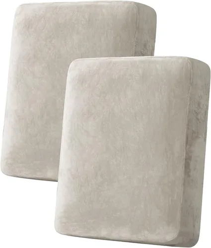 Miniatura 209 de H.VERSAILTEX - Funda de terciopelo elástica y afelpada para protección de cojines de sofá biplaza, silla o sofá, 2 piezas, tamaño grande, color gris