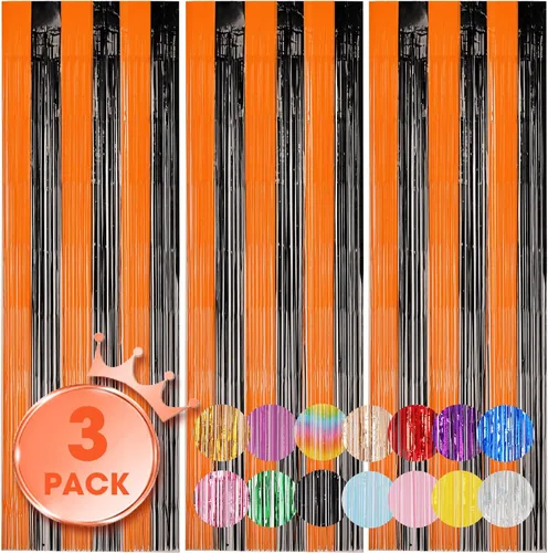 Miniatura 65 de Voircoloria - Cortinas de fondo de flecos de papel de aluminio para fiestas, 3 piezas, 39.6 x 98.4 pulgadas, azul retro 48 Retro Azul