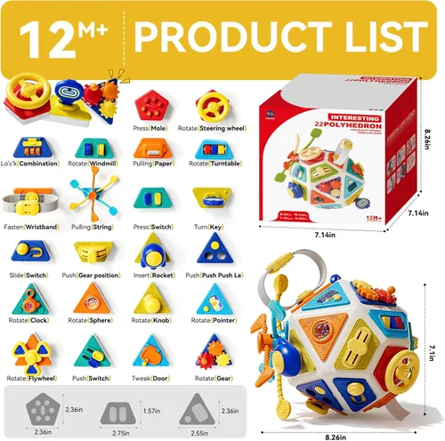 Miniatura 7 de Juguete sensorial Montessori de 22 en 1 para niños pequeños, juguete sensorial Montessori e inclinación de viaje para niños pequeños, juguete activo