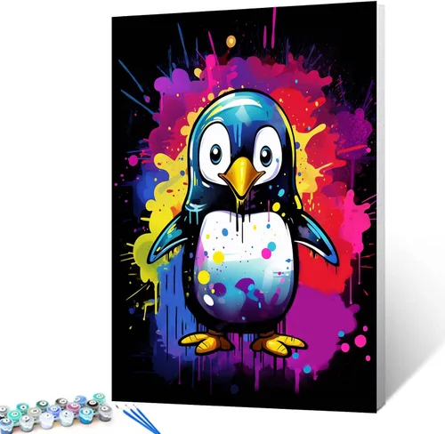 Miniatura 21 de Tucocoo Kits de pintura de búho de graffiti por números con pinceles y pigmento acrílico sobre lienzo para adultos, imagen de estilo colorido