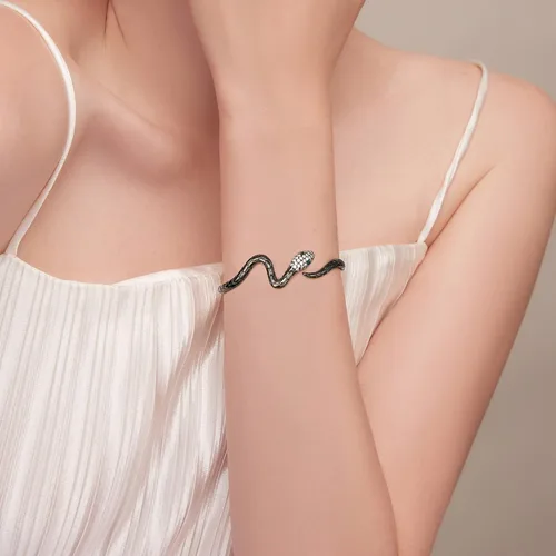 Miniatura 4 de Pulseras de serpiente, pulsera de serpiente ajustable, brazalete abierto, pulsera de plata con envoltura de serpiente de derivación, pulseras de oro