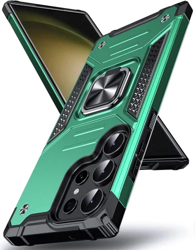 Miniatura 41 de Anqrp Funda para Galaxy S22 Ultra, Funda Protectora de Teléfono de Grado Militar con Soporte Plegable de Anillo de Metal Giratorio