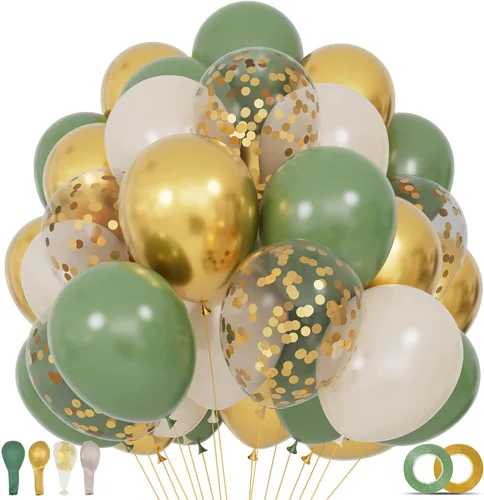 Miniatura 15 de Kit de 68 globos azules y blancos de 12 pulgadas, globos de confeti azul con azul claro, azul bebé y perla blanca con cintas para cumpleaños, bodas