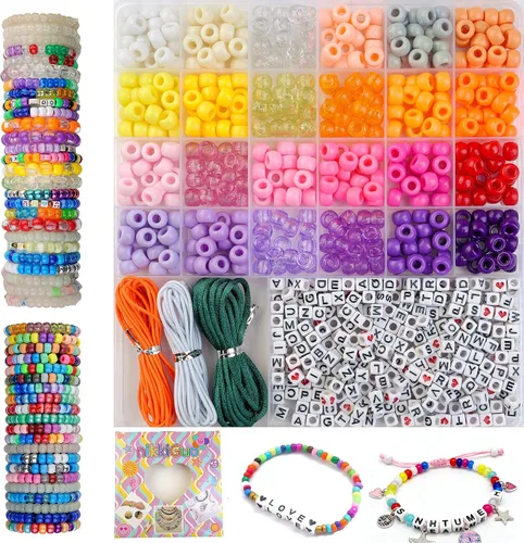 Miniatura 9 de HardyGuo - Cuentas de poni de 24 colores con letras para hacer pulseras de amistad, adecuadas para principiantes, como regalo