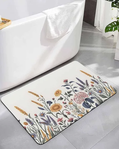 Miniatura 8 de Tapete de baño bohemio indio para bañera, antideslizante, de secado rápido y absorbente, de tierra de diatomeas, lavable, tapete de baño rústico