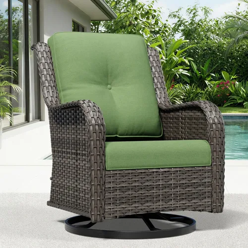 Miniatura 32 de Joyside Juego de sillas de mimbre para patio, juego de 3 piezas de mimbre para exteriores con 2 sillas reposabrazos y 1 mesa auxiliar para terraza