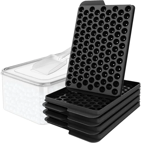 Miniatura 9 de WIBIMEN Bandejas Mini para Cubitos de Hielo, Bandejas Pequeñas y Redondas de Hielo en Forma de Guijarro Triturado para Congelador con Tapa - Para
