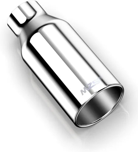 Miniatura 14 de MZS Punta de escape, tubo de escape universal de acero inoxidable de 2.5" de entrada, 4" de salida, 9" de longitud, borde tangente - Titanio quemado