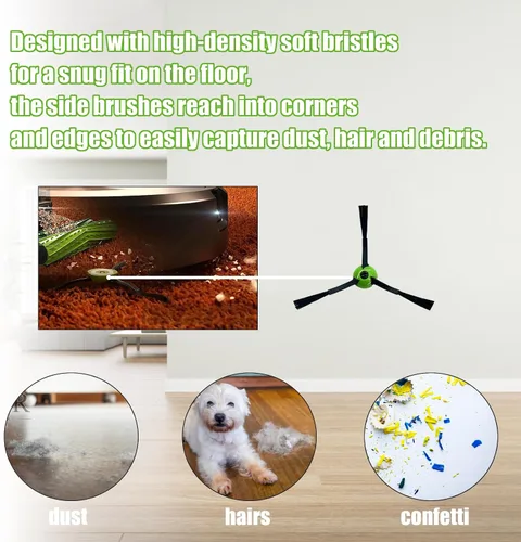 Miniatura 5 de Paquete de 12 cepillos de barrido de bordes de repuesto para iRobot Roomba e, i y j Series todos los modelos i3, i3+, i4, i4+, i6, i6+, i7, i7+, i8