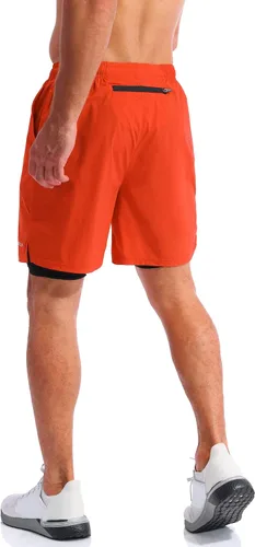 Miniatura 3 de Pudolla Mens 2 in 1 Running Shorts 7" Quick Dry Gym Athletic Workout Shorts for Men with Phone Pockets