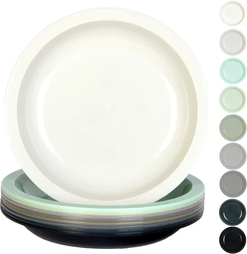 Miniatura 5 de Youngever Platos de plástico de 7.5 pulgadas, tamaño pequeño para niños, platos para niños, platos para aperitivos, juego de 9 (colores costeros)