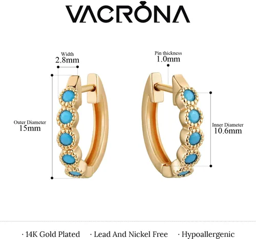 Miniatura 6 de VACRONA Gold Hoop Earrings Huggie for Women Cubic Zirconia 14k Gold Plated Small Huggie Hoops Earrings Hypoallergenic Jewelry Gifts