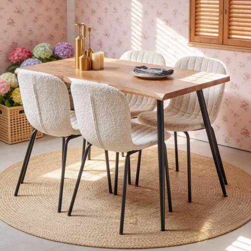 Miniatura 12 de Juego de Mesa de Comedor Redonda de 37 Pulgadas para 4, Moderno Juego de Café de Cocina de Círculo Pequeño para Apartamento, Sala de Estar, Oficina