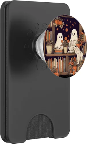 Miniatura 7 de Libros de lectura de fantasmas espeluznantes en una biblioteca PopSockets Standard PopGrip