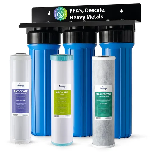 Miniatura 12 de iSpring WGB32BM - Sistema de filtración de agua de 3 etapas para toda la casa, con sedimento azul grande de 20 pulgadas, bloque de carbono