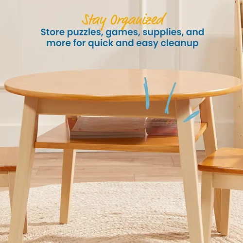 Miniatura 4 de ECR4Kids Hideaway - Juego de mesa y silla, muebles para niños, color miel/blanco antiguo, 3 piezas