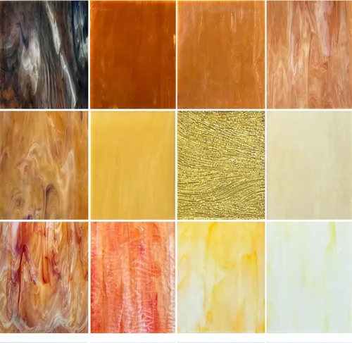 ILLUCKAI 12 hojas de vidrio emplomado mixto ámbar, suministros de vidrio emplomado de 4 x 6 pulgadas, azulejos de vidrio de mosaico para