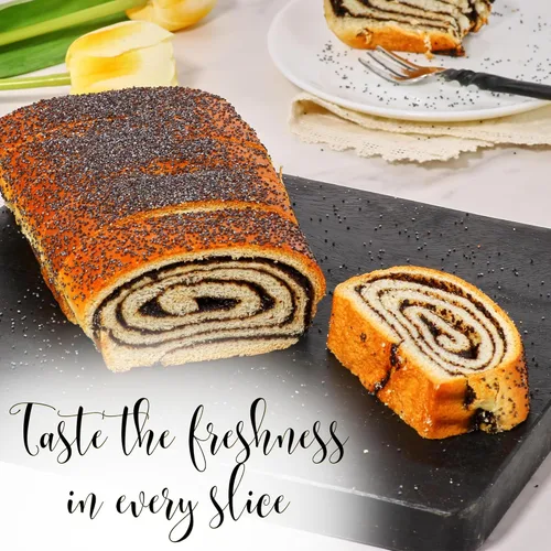 Miniatura 5 de Pastel de semillas de amapola Comida tradicional húngara Deliciosa y deliciosa Pastel de levadura con relleno de semillas de amapola 16