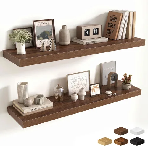 Miniatura 121 de Estantes flotantes de 48 pulgadas para pared, estante de chimenea de 10 pulgadas de profundidad, estantes flotantes de madera para pared, estantes