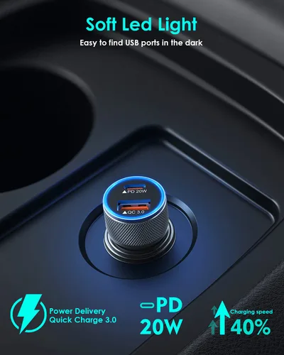 Miniatura 5 de Cargador de coche para iPhone, cargador de coche rápido USB C [certificado Apple MFi] Cargador de coche Apple de 38 W de doble puerto cargador