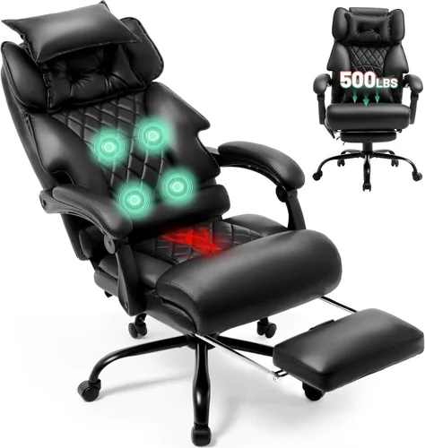 Miniatura 17 de Massage Office Chair with Foot Rest,6 Points Vibration & Heat Executive Office Chairs for Heavy People,500LBS Big and Tall Office Chair,Ergonomic